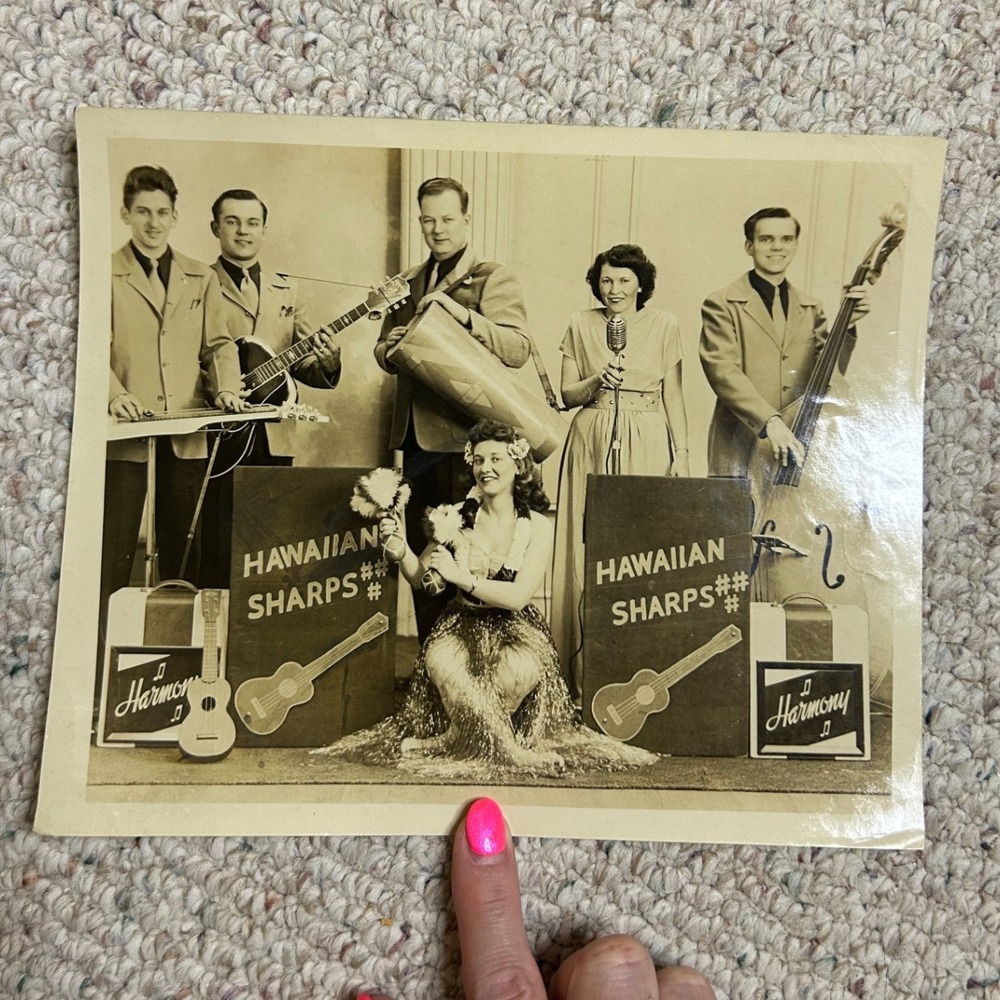 Vintage Hawaiian Sharps Band Photo Harmony Amps Lap Steel Guitar Hula 8x10 B&W